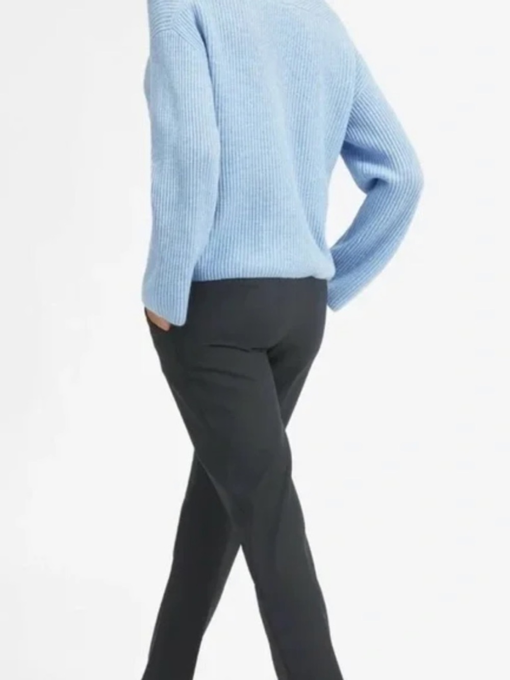 EUC Everlane 100% Cashmere Ribbed V-Neck Cropped Sweater in Cream, S - Picture 6 of 16